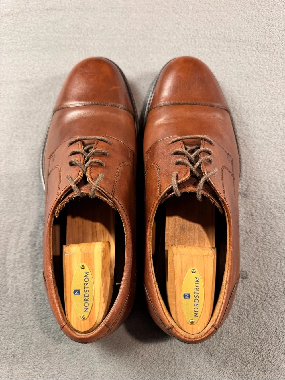 Johnston & Murphy Brown Leather Cap-Toe Derbys